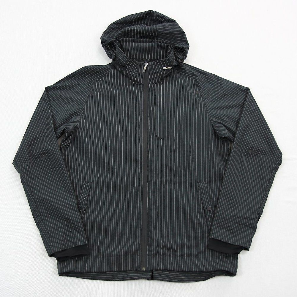Lululemon Full Zip Vented Performance Reflective Jacket Black Striped Size L
